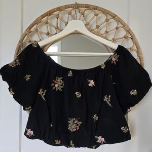 AE floral embroidered crop top